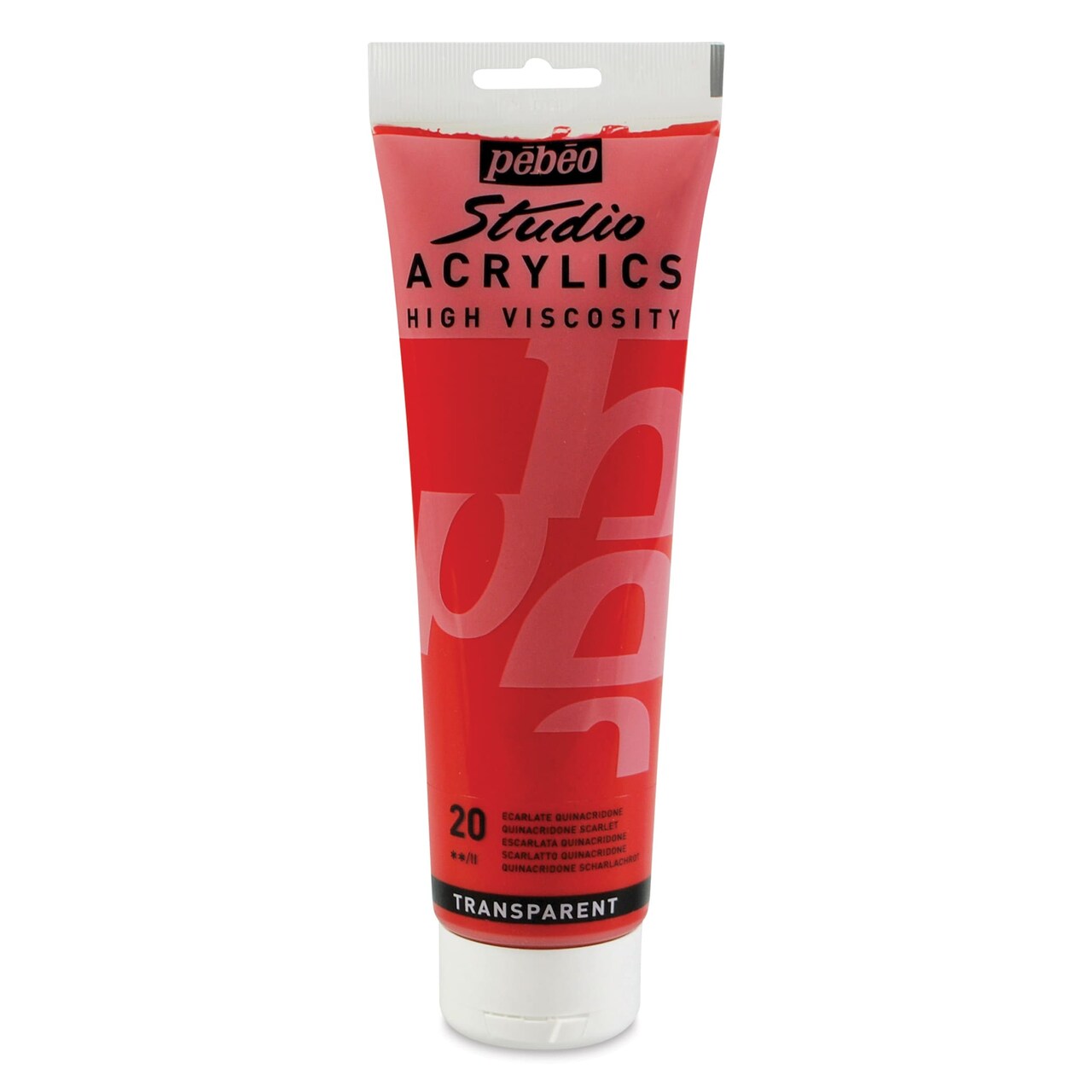 Pebeo High Viscosity Acrylics - Quinacridone Scarlet, 250 ml, Tube